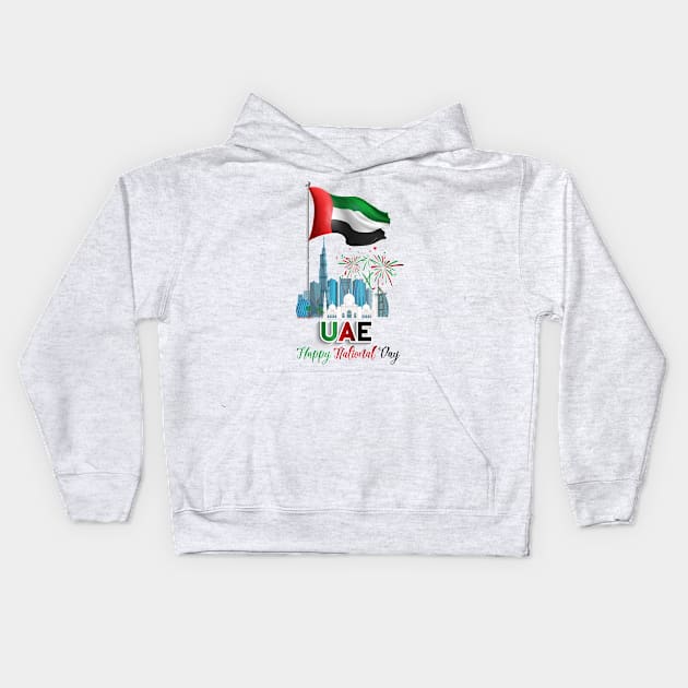 49th National Day of the UAE 2nd December 2020 Kids Hoodie by Mashmosh